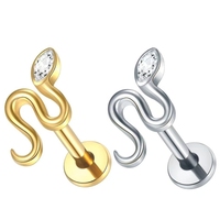Set de Piercings de Titanio G23 con Zirconia en Forma de Flor, Chapado en Oro/Plata, para Cartílago, Tragus, Hélix, Labret, 16G, para Lóbulo de la Oreja, Daith, Oreja y Labio