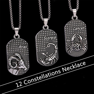 Collar de Acero de Titanio con 12 Constelaciones, Cadena Clásica para Hombre y Mujer - Product Image 1