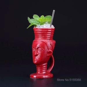 ハワイアンビーチマオリセラミックティキカップ美しい女性インド美容ベビーバー用スムージー骨チャイナパーティー - Product Image 3