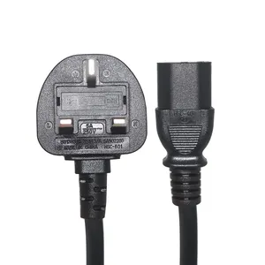 250V 3A 5A 13A تنصهر BS 3pin إلى IEC C13 تمديد الحبل سلك كابل كهربائي