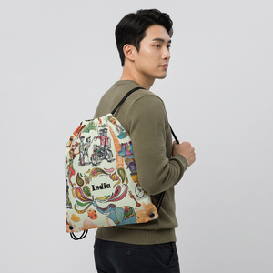 Mochila con Cordón de Lona con Logotipo Personalizado, Patrón Geométrico, Grande (>50cm), Uso Promocional, Personalizada, Reutilizable, para Viajes Diarios - Product Image 4
