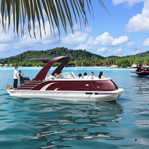 Lujo 27ft Fibra de vidrio Deporte Yate Outboard Powered Pontoon Boat para <span class=keywords><strong>Ocean</strong></span> Sightseeing Sailing Challenges - Product Image 1