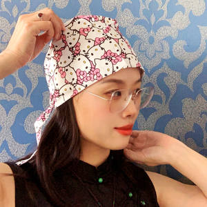 Stilvolle OP-Kittel-Accessoires Katzen-Bedruckte OP-Mützen Satin-Gefütterte Chirurgische Krankenschwester-Kopfbedeckung Zahnklinik Pflegekappen - Product Image 2