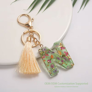 Pendentif en résine Jincan avec lettres anglaises, bijou esthétique populaire, pendentif papillon, porte-clés à sequins verts - Product Image 3