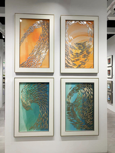 Quadro moderno all'ingrosso Dipinti murali <span class=keywords><strong>di</strong></span> arte per la decorazione per la casa <span class=keywords><strong>di</strong></span> pesce Hotel semplice incorniciato 3D intaglio rilievo astratto - Product Image 2