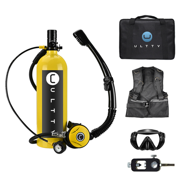 ULTTY 2Lpro 1L CE Certified Professional High Pressure Scuba Diving Tank Aluminum Tech Diving Mini Design Outdoor Oxygen