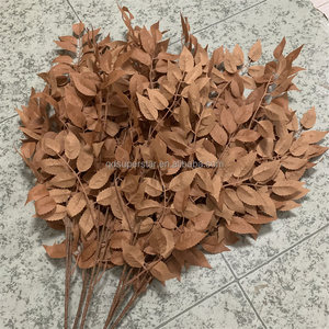 ดอกไม้ประดิษฐ์ทำจากผ้าไหมแบบเดี่ยวสำหรับตกแต่งผนังพืชสีเขียวประดิษฐ์สำหรับงานแต่งงานใบไม้สีน้ำตาล E-234 - Product Image 1