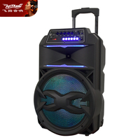 Gros prix d'usine grand haut-parleur 15 pouces Bluetooth musique chicanes extérieur Portable Boombox TWS Subwoofer Trolley haut-parleur