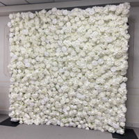 Mur de fleurs personnalisé NINI 5D blanc en tissu enroulable, décoration de mariage, panneau de fleurs artificielles en soie, toile de fond murale de fleurs