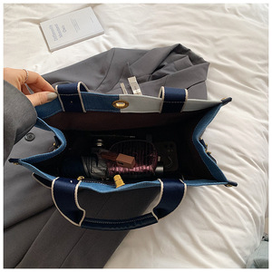2024 moda Jean <span class=keywords><strong>bolsos</strong></span> de mano señoras <span class=keywords><strong>Patchwork</strong></span> <span class=keywords><strong>bolsos</strong></span> de gran capacidad bolso de mano de mezclilla con cremallera - Product Image 6