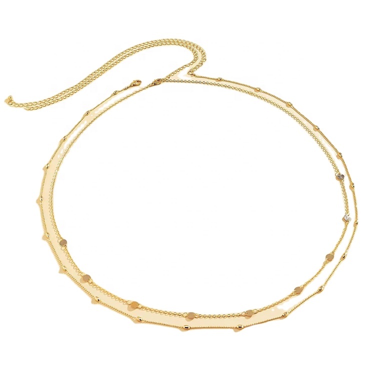 Женский двухслойный сетчатый пояс, двухслойная цепочка с геометрическим рисунком, цепочка на талию в стиле ретро, 2019