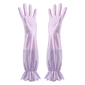 ถุงมือยางล้างจาน 48 ซม. กันน้ำ ใช้ในครัว สำหรับผู้หญิง - Product Image 5