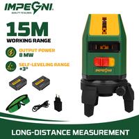 Niveau laser industriel à faisceau vert croisé, base rotative à 360°, alimenté par batterie au lithium, pour la construction, le carrelage et la mise en alignement des murs