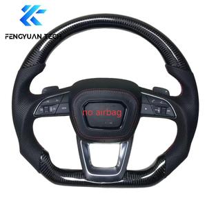 Volante in Fibra di Carbonio <span class=keywords><strong>e</strong></span> Pelle Personalizzato per <span class=keywords><strong>Audi</strong></span> A1 A3 A4 A5 A6 A7 RS R8 RS3 C7 Q5 Q7 S3 S5 8V B8 B9 S4 Q3 Q8 TT Senza Airbag - Product Image 1
