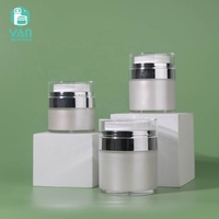 Pot en plastique sans air à double paroi blanc YAN Packaging, 15g, 30g, 50g, recyclable, en acrylique, pour crème pour le visage, fond de teint liquide, soin de la peau