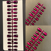 Lot de 30 faux ongles en verre brillant effet œil de chat, forme amande courte, couvrance totale, tailles XS/S/M – Fournisseur d'ongles à presser