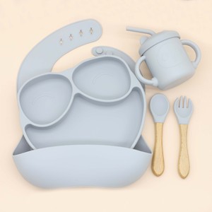 Juego de vajilla de silicona para bebés sin Bisfenol, plato completo de cena de entrenamiento para comer para niños, comedor para niños - Product Image 4