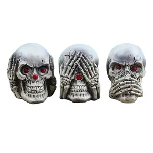 Bộ Tượng Đầu Lâu Hear See Speak No Evil Bằng Nhựa Resin 4.75 Inch, Polyresin