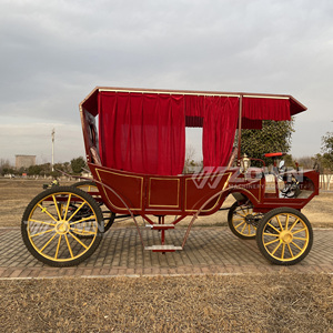 Vintage Electric Royal Carriage 4-<b>Wheel</b> Red Velvet European Style Wedding Sightseeing Vehicle - Product Image 3