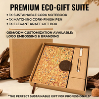 Coffret Cadeau d'Entreprise Durable : Carnet en Papier Dowling à Reliure Française en PU Écologique et Grain de Liège avec Stylo