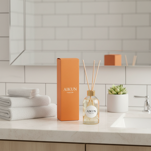 Aikun - Juego de Difusores de Aromas con Caja, 100 ml, Vidrio Transparente Redondo, Etiqueta con Logotipo, Aroma Duradero de 60 Días, para Regalo, Marca Propia, MOQ Bajo - Product Image 1