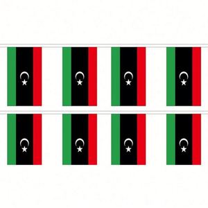 Guirnalda de Banderines Rectangulares de Poliéster con la Bandera de Libia, Decorativa para Eventos Nacionales, Resistente a la Intemperie - Product Image 4