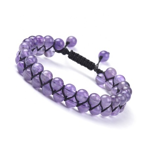 Cliobeads Carnelian Green Aventurine Amethyst Adjustable <strong>Gemstone</strong> <strong>Bracelet</strong> 6mm Double Layer Braided Stone Beaded <strong>Bracelet</strong> - Product Image 2