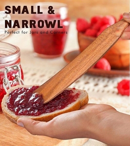 Skinny <strong>Spurtle</strong> for Sourdough Starter Mixing Reaching Bottom of Jar Dough Whisk Natural From High Moist Resistance Teak - Product Image 4