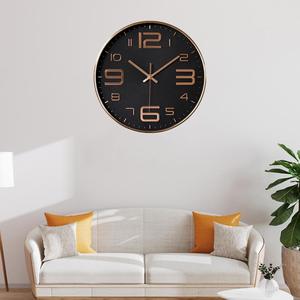 Logo personalizzato 30cm orologio da parete mono volto moderno Art Deco oro nero analogico per uso cucina decorazione in aula scuola a casa ufficio - Product Image 6