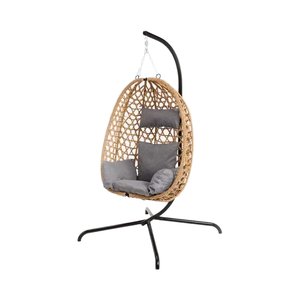 Oeuf pliant moderne en <span class=keywords><strong>métal</strong></span> suspendu chaise en rotin pour balançoires de patio cadre pour mobilier d'extérieur cour hôtel parc villa - Product Image 1