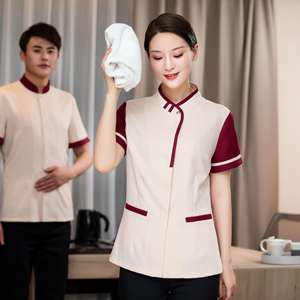 Uniforme del personale <span class=keywords><strong>per</strong></span> le pulizie della tunica da lavoro doppiopetto da donna <span class=keywords><strong>per</strong></span> gli ospedali degli alberghi - Product Image 6