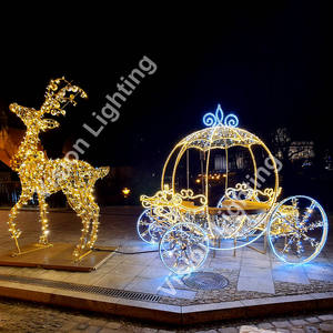 IP65 personalizado al aire libre Navidad LED 3D trineo y Reno motivo escultura paisaje decoración luces - Product Image 3