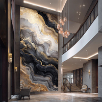 Peinture à l'huile abstraite de luxe, peinte à la main, Arbre doré, texture épaisse, feuille d'or, Arbre de la prospérité, Art mural pour hall de villa