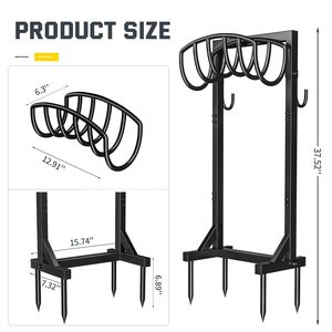 Support <span class=keywords><strong>de</strong></span> tuyau d'arrosage avec 4 piquets <span class=keywords><strong>de</strong></span> sol amovibles, support <span class=keywords><strong>de</strong></span> tuyau d'arrosage extérieur avec crochets <span class=keywords><strong>pour</strong></span> <span class=keywords><strong>outils</strong></span> <span class=keywords><strong>pour</strong></span> pelouse, cour, patio - Product Image 5