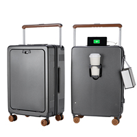 Ensemble de bagages d'affaires haut de gamme personnalisé avec logo OEM, 2 pièces, compartiment pour ordinateur à ouverture frontale, valise de cabine haut de gamme, cadeau