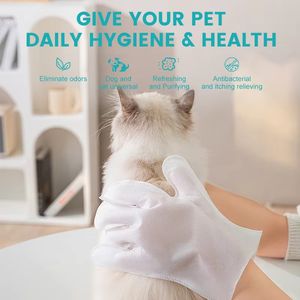 Gants de toilettage jetables personnalisés avec logo, lingettes 1 pièce, épais, blancs, hypoallergéniques, désodorisants, anti-pellicules pour chiens et chats - Product Image 6