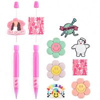 Stylos à perles en silicone de Noël, personnalisables par le fabricant, breloques de dentition DIY pour bébés, motifs pour porte-clés de poignet
