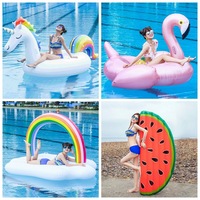 Pas cher prix plage en plein air Portable enfants gonflable Animal natation cercle enfants piscine jouets adulte gonflable flamant rose flotteur tapis