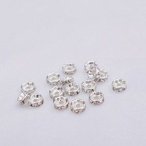 Accessoires de bijoux DIY personnalisés Bracelet en <span class=keywords><strong>diamant</strong></span> incrusté Perles d'espacement à grand trou 4mm 5mm 6mm 8mm Strass plaqué or à coudre - Product Image 3