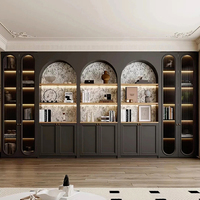 Französischer Stil Traditionelles Vollständig Anpassbares Umweltfreundliches Modulares Holzhaus Arbeitszimmer Büro Vollwandige Gebogene Schranktüren Bücherregale