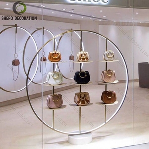 Modern Retail Handbag Shop Interior Design Shoes Store Furniture Store <b>Counter</b> LED Handcrafted Wooden Design - Product Image 1