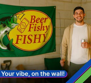 Bandiera 3x5 piedi con motivo Birra e Pesce, Monofacciale, Impermeabile, Ecologica, 4 occhielli, 100% Poliestere, Resistente allo sbiadimento, per Interni/Esterni - Product Image 4