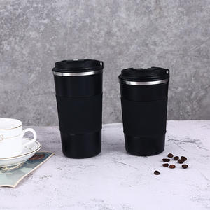 Çift duvar kahve seyahat termal yalıtımlı kupalar 304 paslanmaz çelik mat siyah kahve kapaklı kupa - Product Image 3
