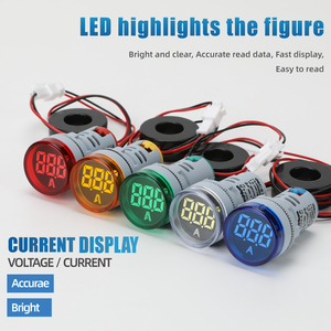 Vôn Kế Kỹ Thuật Số Thu Nhỏ, Đèn Điện Áp Hiển Thị <span class=keywords><strong>LED</strong></span> Sáng, Có Thể Chọn Bảng Chỉ Thị Tròn Năm Màu 22mm12-500v AC - Product Image 3