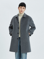 2025 nouveau Double face laine simple boutonnage manteau hommes haut de gamme col rabattu lâche goutte épaule longue laine Trench