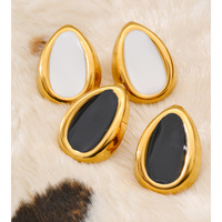 JINYOU 6504 Pendientes Clásicos con Forma de Gota de Agua, Dos Colores, Chapados en Oro, Esmaltados, Joyería