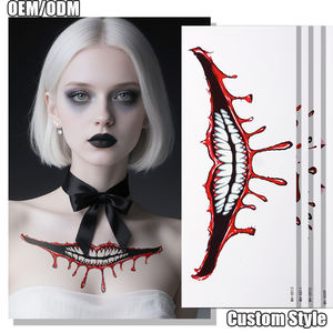 Halloween <span class=keywords><strong>horreur</strong></span> <span class=keywords><strong>Thriller</strong></span> corps Art démon grande bouche temporaire tatouage autocollant transfert d'eau impression étanche pour la décoration - Product Image 4