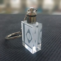 Porte-clés de voiture personnalisé en verre et cristal avec lumière LED rectangulaire 3D, logo du drapeau du Brésil imprimé UV, gravé au laser