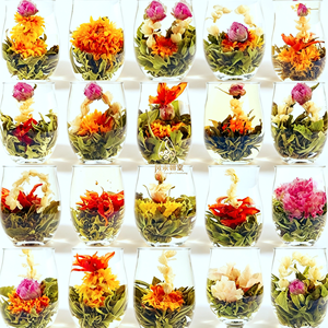 Boules de thé fleuri artisanales, assortiment de 20 variétés, thé vert fleuri artistique, 7-8g par pièce, thé fleuri artistique - Product Image 1