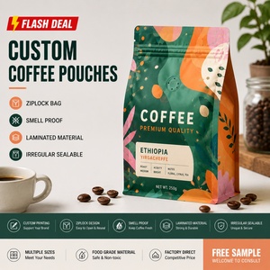 Oferta Relámpago: Bolsas de Café Impresas Personalizadas - Bolsa con Cierre Hermético, a Prueba de Olores, Material Laminado, Sellable, para Empacar Café - Product Image 1